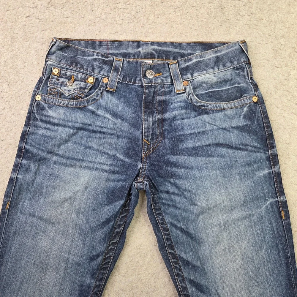 True Religion World Tour Mens Straight Flap Pockets Jeans Size 34x34 Denim